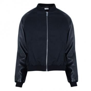 Pre Owned Saint Laurent Paris Leather Bomber Jacket L