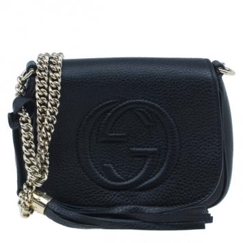 Gucci Black Leather Soho Chain Shoulder Bag