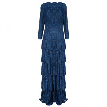 Tadashi Shoji Navy Lace Long Sleeve Gown XL