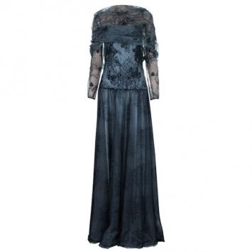 Tadashi Shoji Off-Shoulder Lace Tulle Gown L