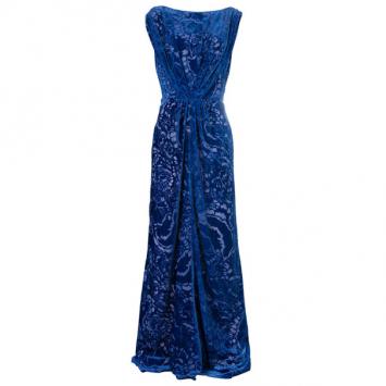 Tadashi Shoji Blue Devore Gown XL
