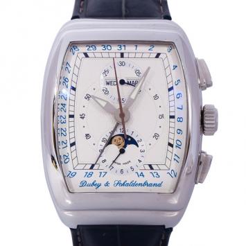 Pre Owned Dubey & Schaldenbrand Cream Stainless Steel Gran Chrono Astro Men's Wristwatch 37MM