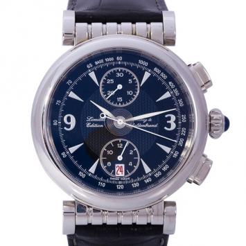 Pre Owned Dubey & Schaldenbrand Navy Blue Stainless Steel Spiral 60 Men's Wristwatch 19CM