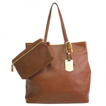 Longchamp Brown Embossed Leather Tote