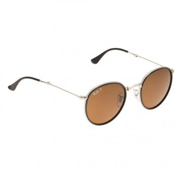 Ray-Ban RB3517 Black & Silver Round Folding Polarised Sunglasses