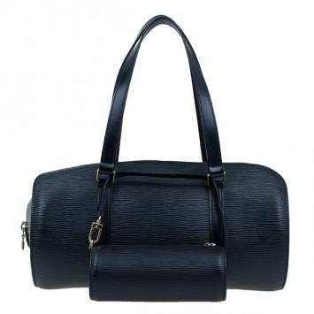Louis Vuitton Black Epi Leather Soufflot Bag and Pouch