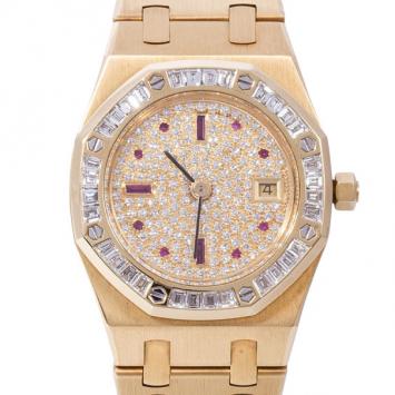 Audemars Piguet Diamond 18K Yellow Gold Royal Oak Women's Wristwatch 30MM