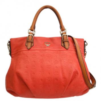 MCM Orange Leather Visetos Tote