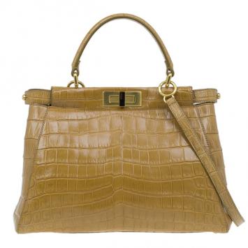 Fendi Brown Croc Large Peekaboo Tote