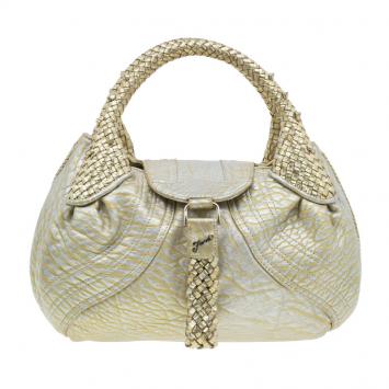 Fendi Gold Zucca Leather Mini Spy Bag 
