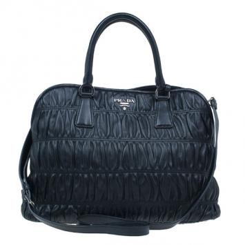 Prada Fuoco Nappa Gaufre Leather Double Handle Tote Bag