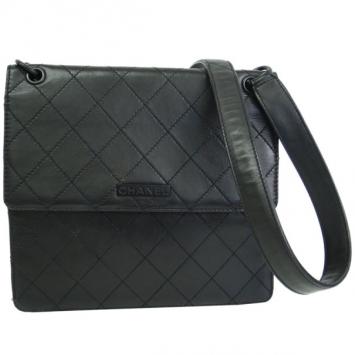 Chanel Black Calfskin Matelasse Shoulder Bag