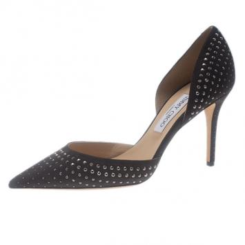 Jimmy Choo Grey Suede Studded Addison D'orsay Pumps size 40