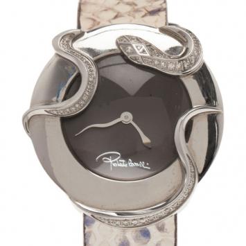 Roberto Cavalli Brown Stainless Steel Snake Diamonds Women's Wristwatch 33MM