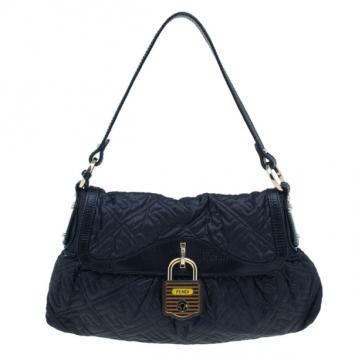 Pre Owned Fendi Dull Black Nylon Baguette