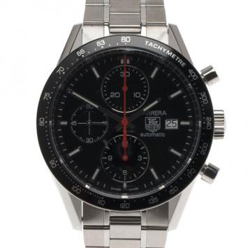 Pre Owned Tag Heuer Black Stainless Steel Carrera Men's Wristwatch 41MM