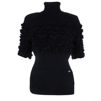 Pre Owned Chanel Black Wool Turtleneck Top M