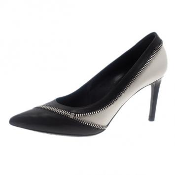 Saint Laurent Paris Two Tone Optical Zipper Detail Pumps Size 38.5