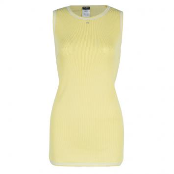 Pre Owned Chanel Canary Yellow Sleeveless Knit Top L