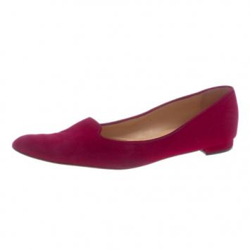 Manolo Blahnik Pink Suede Yak Smoking Slippers Size 39.5