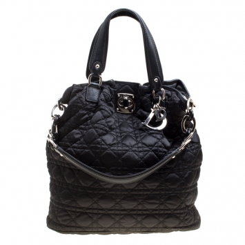Pre Owned Dior Black Cannage Nylon Tote