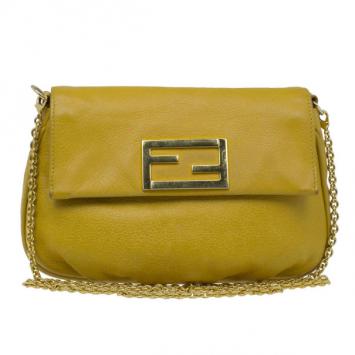 Fendi Yellow Leather Fendista Pochette Crossbody