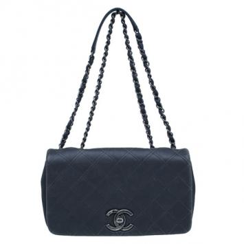 Chanel Black CC Lambskin Quilted Flap Shoulder Bag