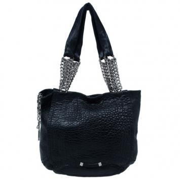 Jimmy Choo Black Leather Chain Hobo
