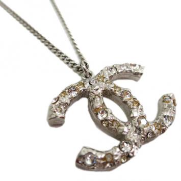 Chanel CC Crystal Logo Large Pendant Necklace