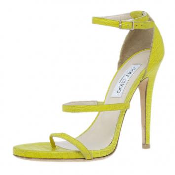 Jimmy Choo Yellow Croc Leather Thunder Sandals Size 39