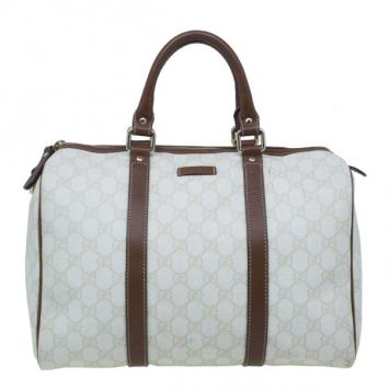 Gucci White Monogram Coated Canvas  GG Joy Boston
