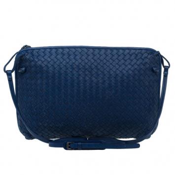 Bottega Veneta Blue Intrecciato Leather Crossbody