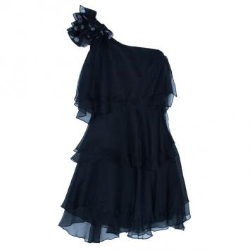 Notte By Marchesa Organza Ruffle One-shoulder Dress M