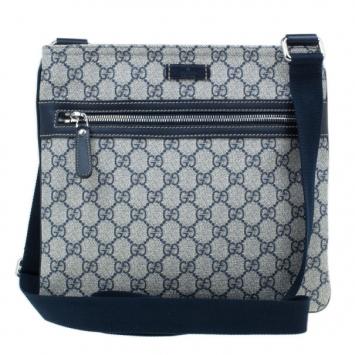 Gucci Monogram Canvas GG Supreme Flat Messenger Bag