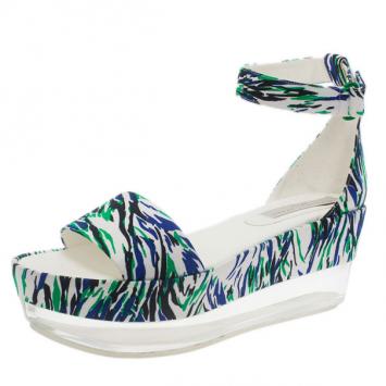 Stella McCartney Printed Valerie Plexi Wedge Sandals Size 41