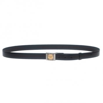 Pre Owned Dolce and Gabbana Black Leather Reversible Belt 110CM