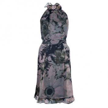 D and G Chiffon Floral Halterneck Dress L