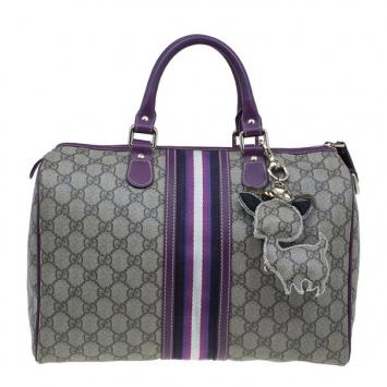 Gucci Limited Edition Purple Stripe GG Monogram Joy Boston Bag