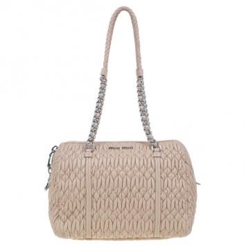 Miu Miu Taupe Lambskin Cloquet Shoulder Bag