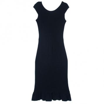 Emporio Armani Fitted Ruffle Hem Dress S