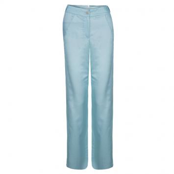 Pre Owned Chanel Green Silk Trousers M