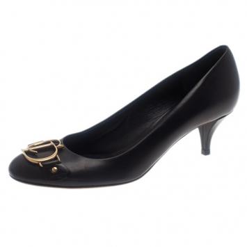 Dior Black Leather Logo Pumps Size 36.5