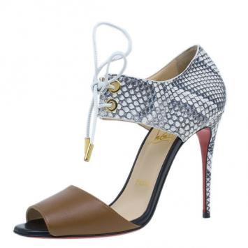 Christian Louboutin Python and Leather Mayerling Lace Up Sandals Size 38