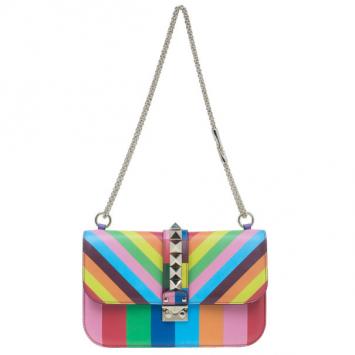 Valentino Multicolor Leather Mini Rockstud 1973 Lock Shoulder Bag