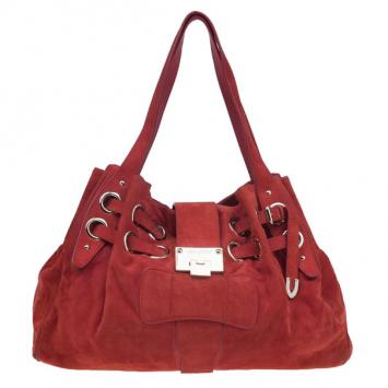 Jimmy Choo Red Suede Ramona Hobo