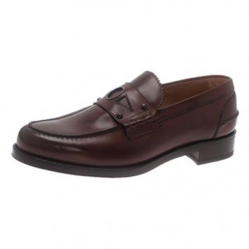 Pre Owned Christian Louboutin Brown Leather De Sailly Loafers Size 41