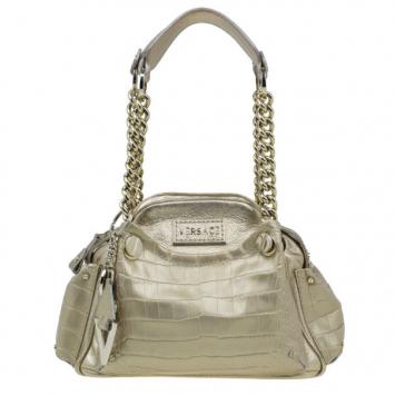 Versace Gold Embossed Leather Mini Satchel