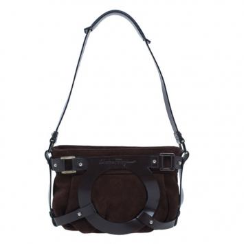 Salvatore Ferragamo Brown Suede Shoulder Bag