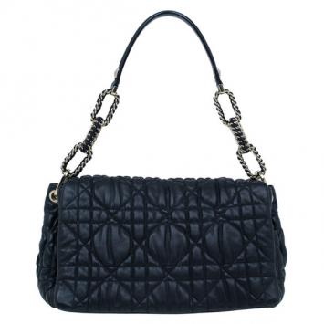Dior Cannage Quilted Lambskin Large Flap Shoulder Bag