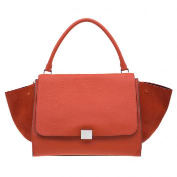 Celine Orange Smooth Leather Large Trapeze Tote Bag